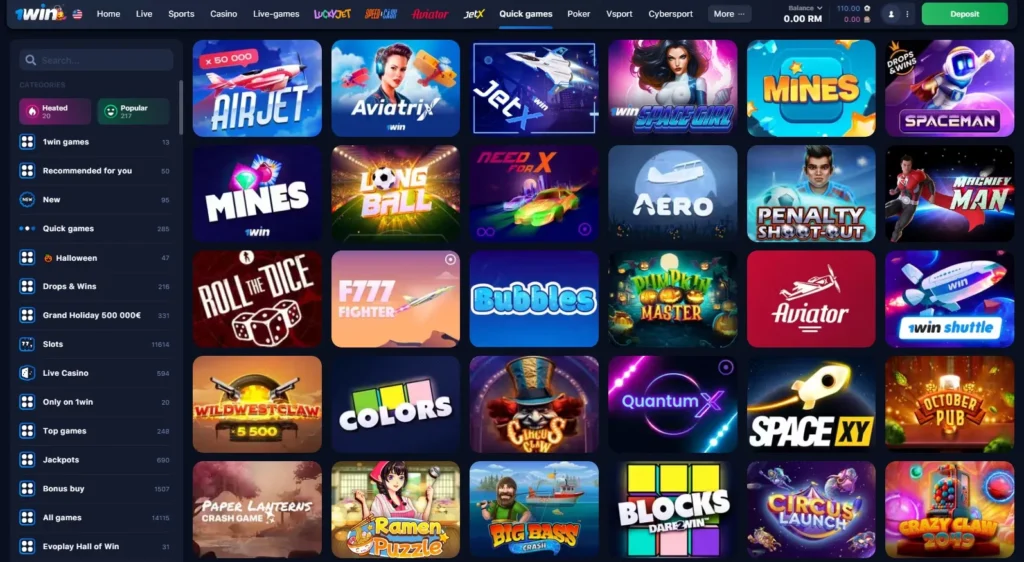 Instant games in 1WIN Online Casino