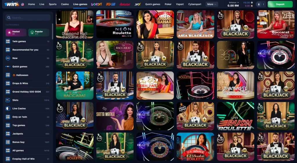 Live dealer games in 1WIN Online Casino