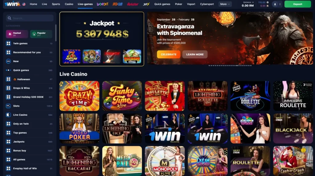 1WIN Online Casino live dealer games