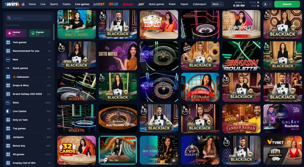 Live dealer games in 1WIN Online Casino