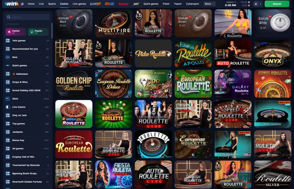 Roulette games in 1WIN Online Casino