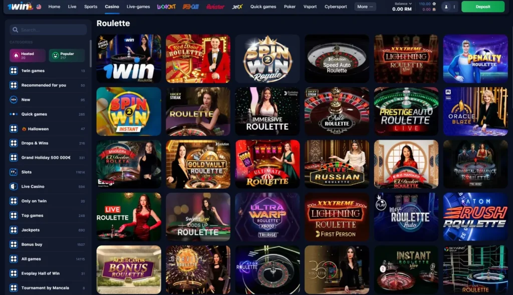 1WIN Online Casino roulette games