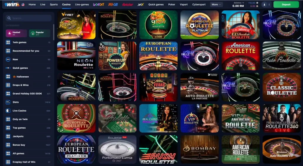 roulette games in 1WIN Online Casino