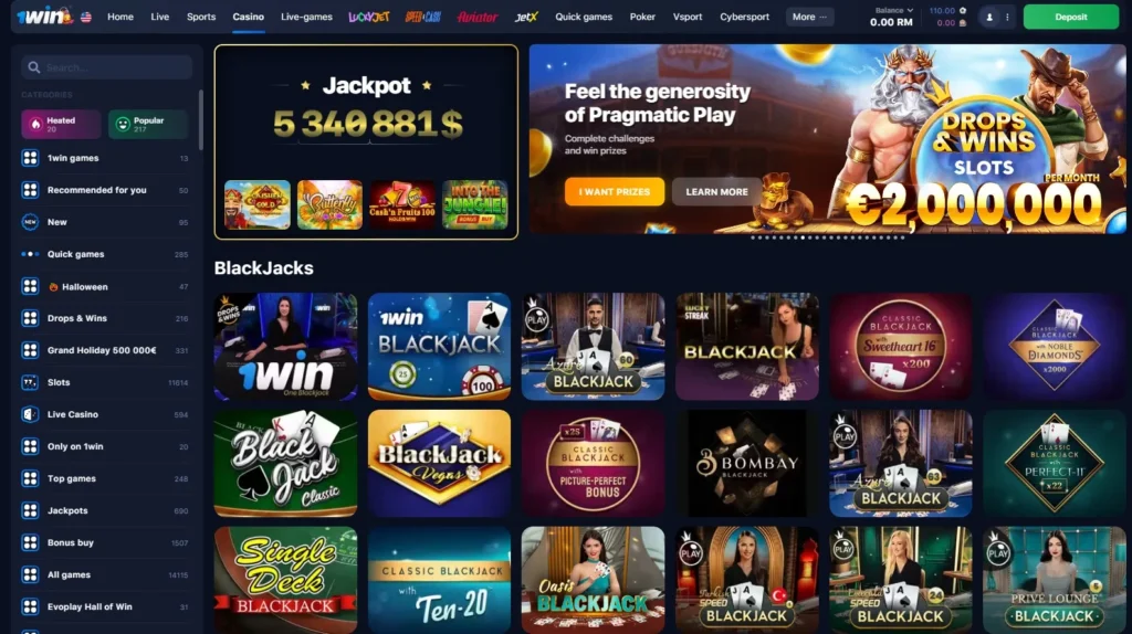 Blackjacks in 1WIN Online Casino